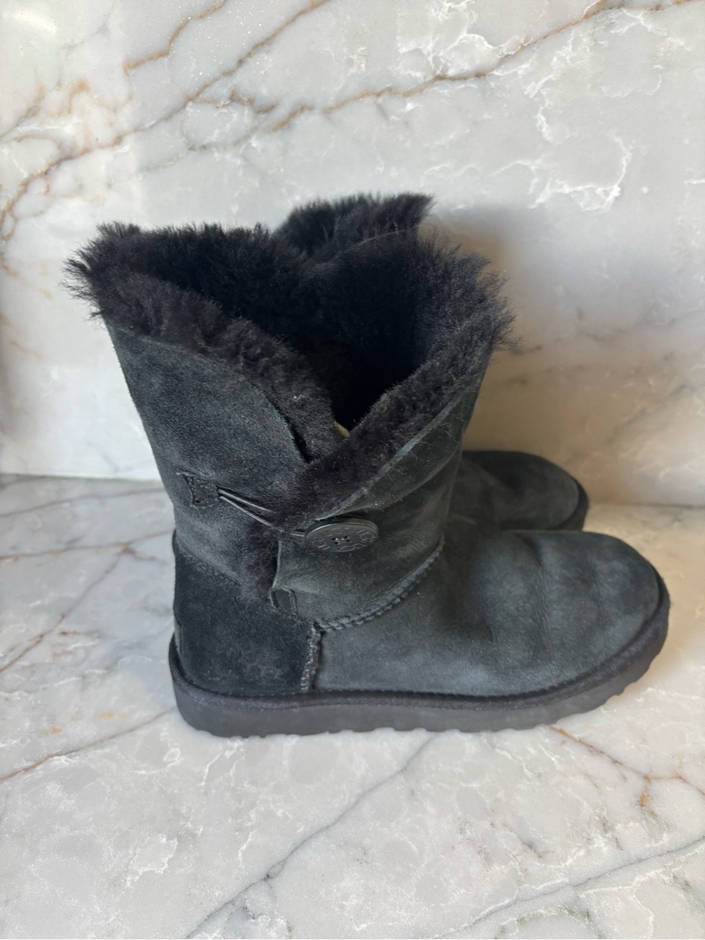 UGG Black Shearling-Lined Suede Boots